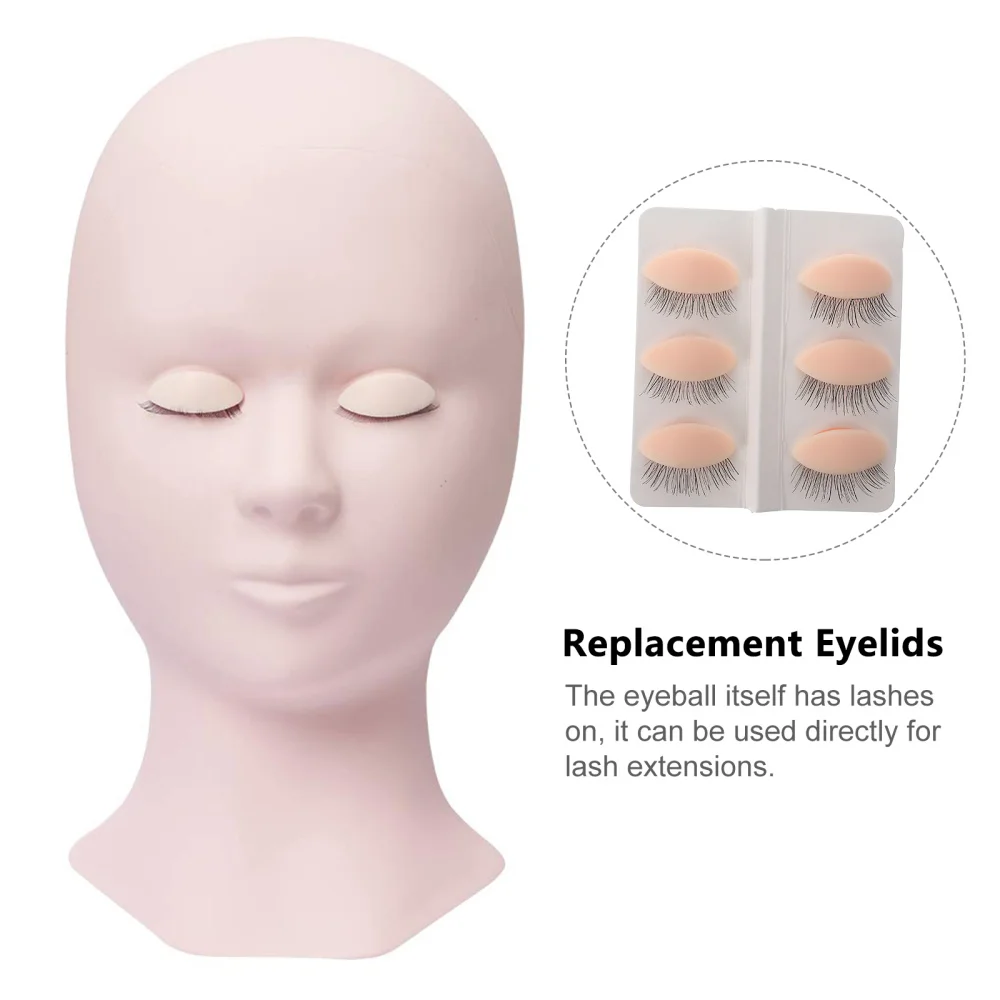 

3 Pairs Makeup Practice Kit Replacement Eyelids for Advanced Lash Mannequin Head