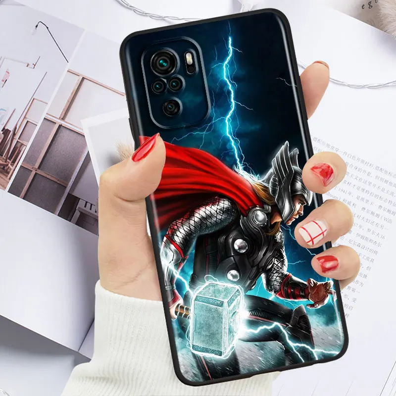 Силиконовый мягкий черный чехол для телефона с изображением героев marvel Xiaomi Redmi Note
