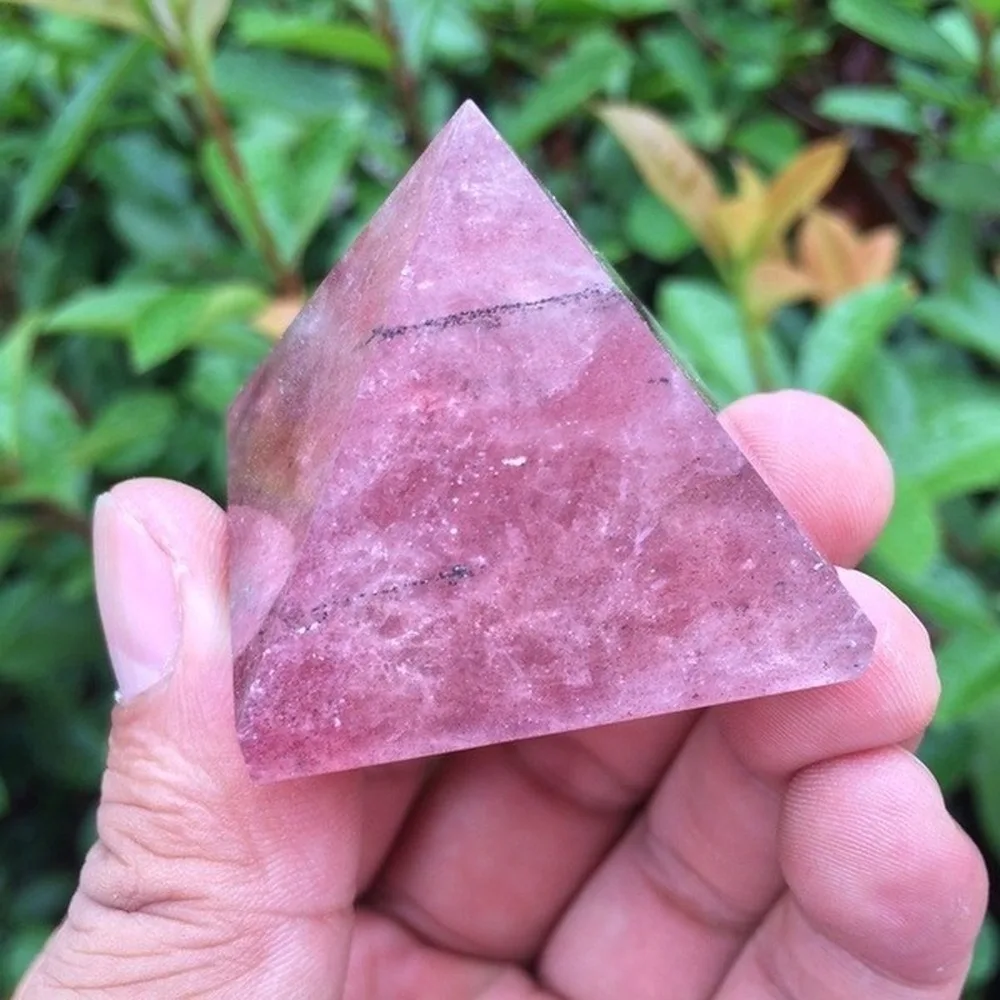 

Натуральный Красный Кристалл из клубничного кварца вырезать Пирамида полированная