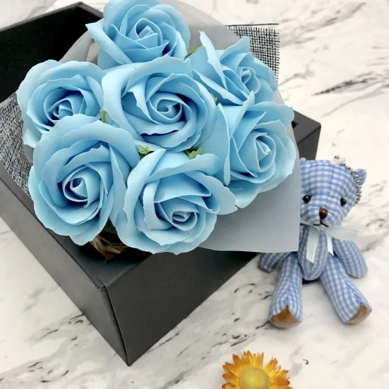 Семь милых мыльных искусственных цветов Подарочная коробка подарок на день