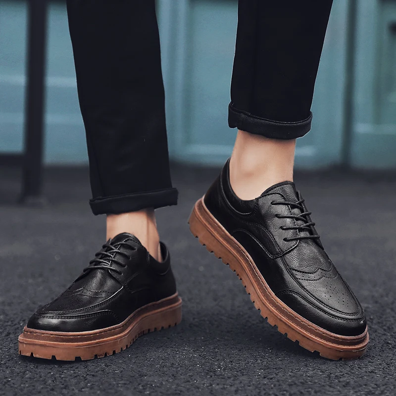 2020 стильные модные мужские туфли Повседневные Классические черные коричневые