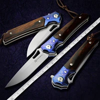 austria m390 steel blade and titanium alloy and wood folding knife handle camping hunting pocket knife sharp knives outdoor edc
