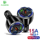 FLOVEME 5 портов USB зарядное устройство в автомобиле 15A QC3.0 быстрая зарядка автомобильное зарядное устройство для iPhone 12 серии мобильный телефон зарядное устройство адаптер в автомобиле