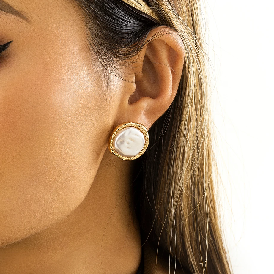 Элегантные круглые серьги-гвоздики Ingemark с имитацией жемчуга в стиле K-POP для