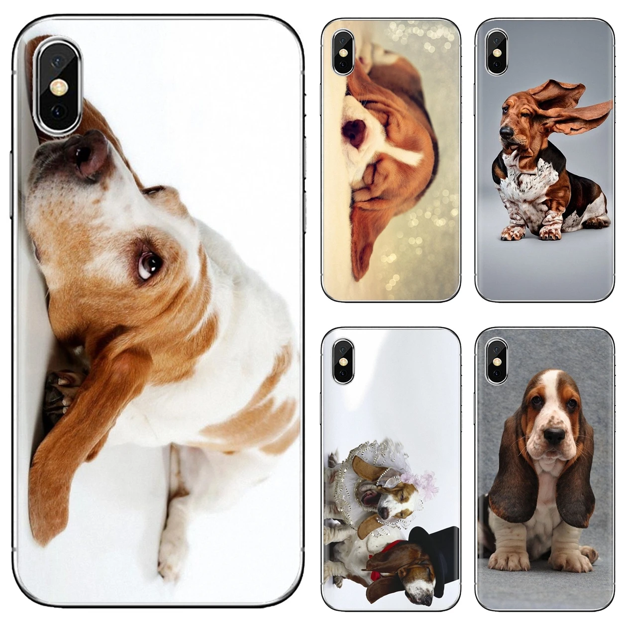 

For iPhone iPod Touch 11 12 Pro 4 4S 5 5S SE 5C 6 6S 7 8 X XR XS Plus Max 2020 Soft Case Housing Basset Hound dog art portraits
