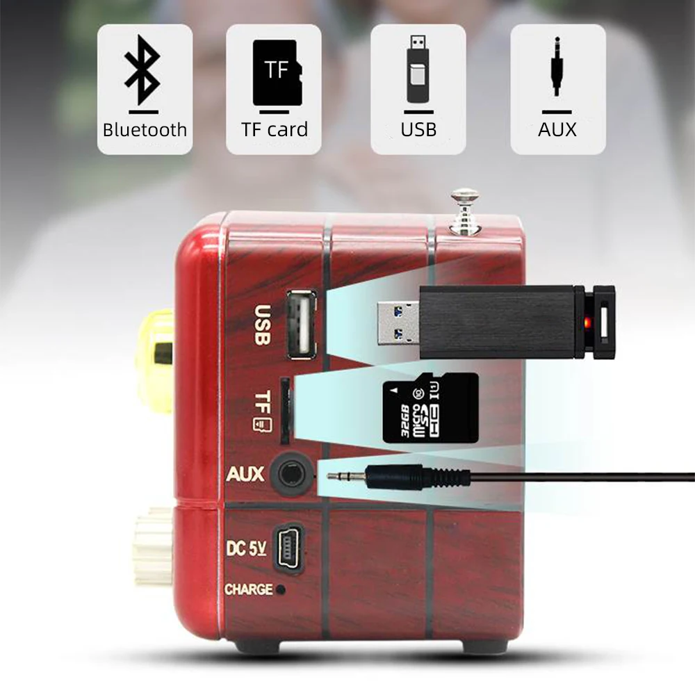 130x90x70 мм мини радио Красный/портативный Винтаж Ретро Радио Bluetooth динамик