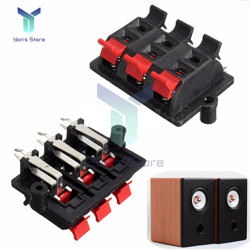 

6-Way Speaker Terminal Strip Block Spring Push Release Stereo Plate Release
