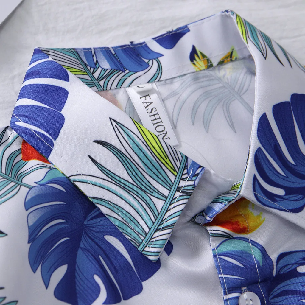 

New Men's Fashion Hawaiian Plus size Short Sleeve Print Shirt Vacation Casual Lapel Shirt Print Short Sleeve Shirt