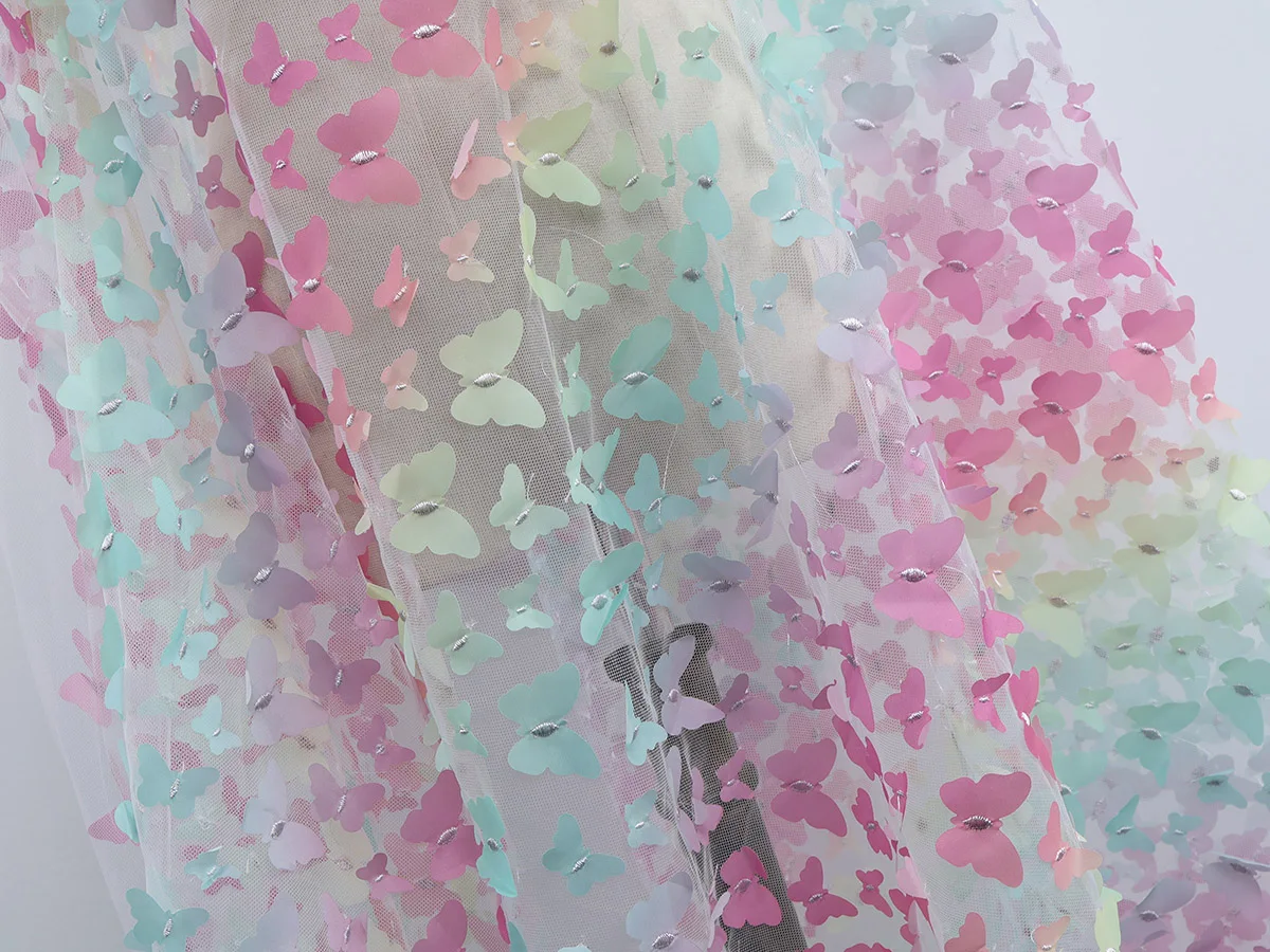 3D бабочка аппликация кружева ткань свадебная одежда платье изготовление продано