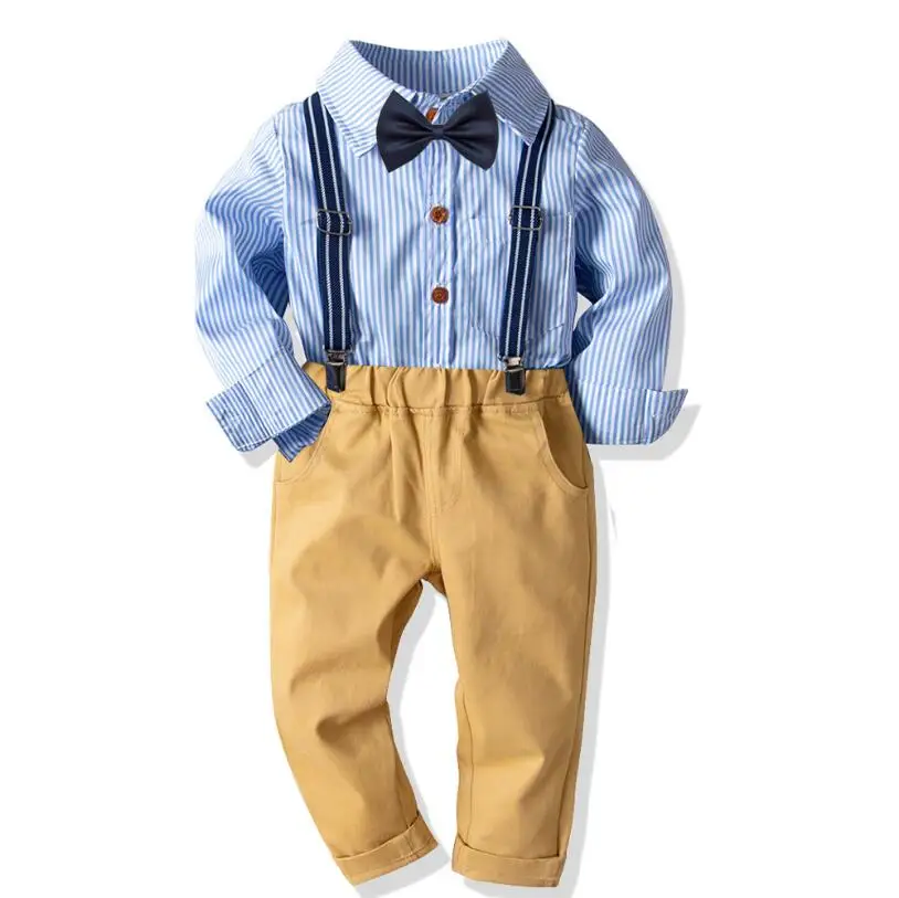 Baby boy clothing Suit Boy clothes wedding Bow tie gentleman baby Birthday banquet Full dress Rompers Children's wear PCS stripe |
