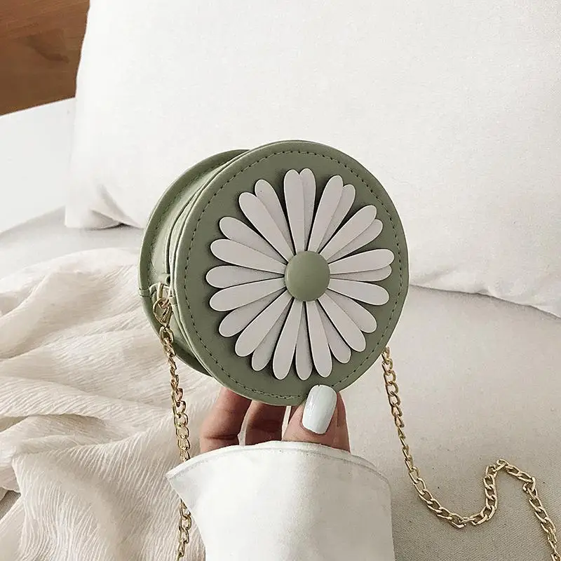 

Girl small fresh round bag mini flower small round bag chain shoulder messenger small bag 2021 new bag cross body bag woman