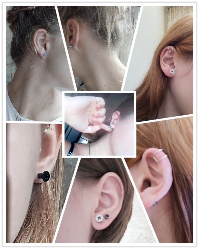 

deestilo punk cores do parafuso prisioneiro brincos das mulheres dos homens da orelha rocha unisex piercing brinco