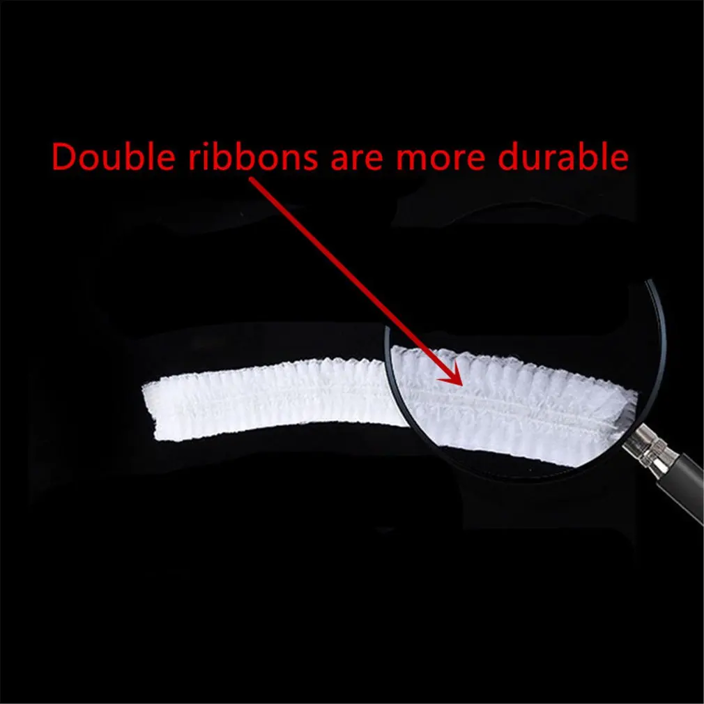 

Protective White Hat Disposable Thickened Fabric Strip Double Ribbon Non-Woven Disposable Shower Caps