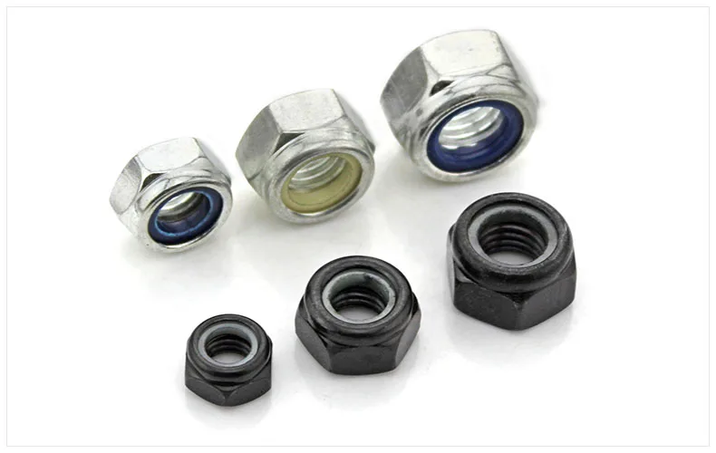 DIN985 черно белые нейлоновые противоскользящие самоблокирующиеся гайки колпачки