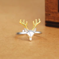 fashion gold christmas deer ring for women cartoon open christmas ring simple style animal jewelry wholesale