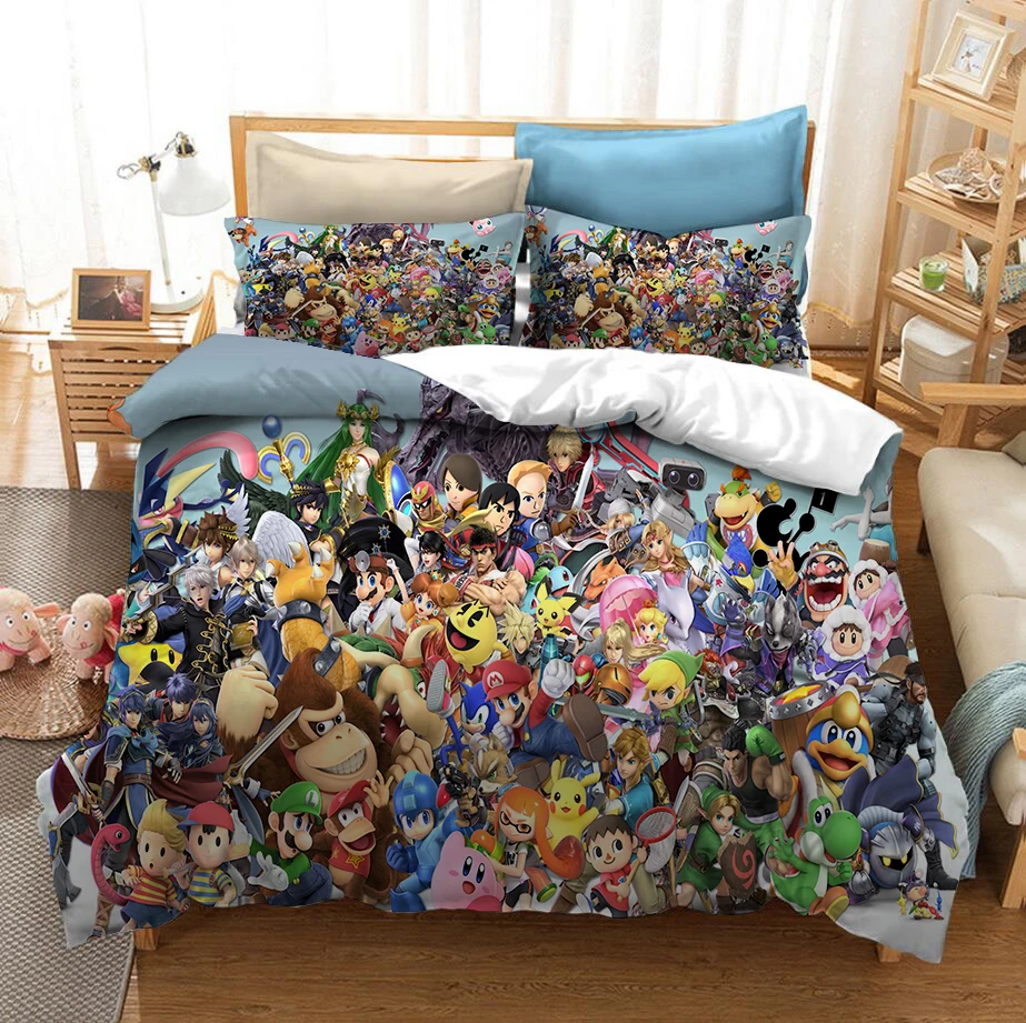 С рисунком Супер Марио 3D печатных Постельное белье пододеяльники наволочки для
