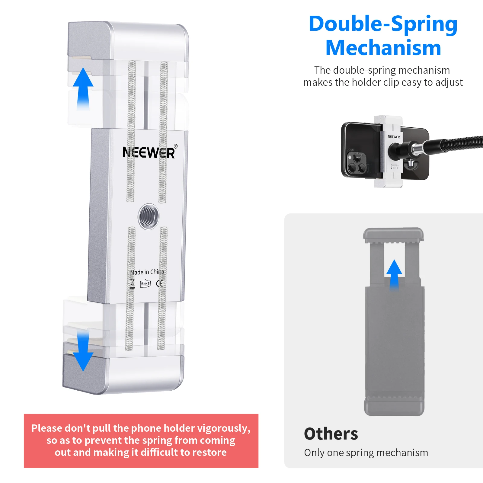Neewer легко настраиваемый двусторонний Штатив для смартфона с пружинным замком