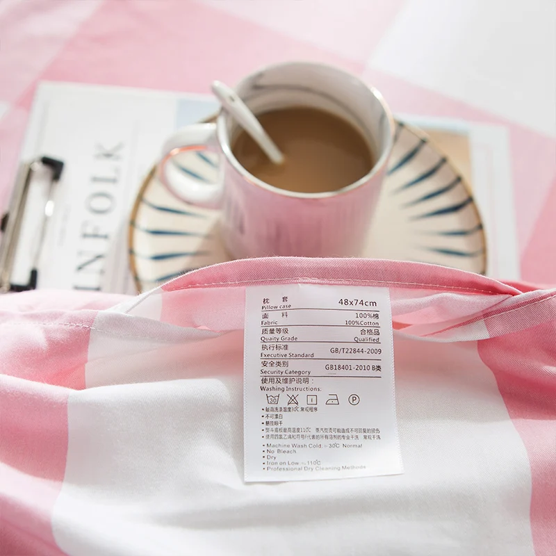

concise style pink plaid 100% cotton pillow case home bedroom sleep graceful pillowcover super soft free shipping 48*74cm