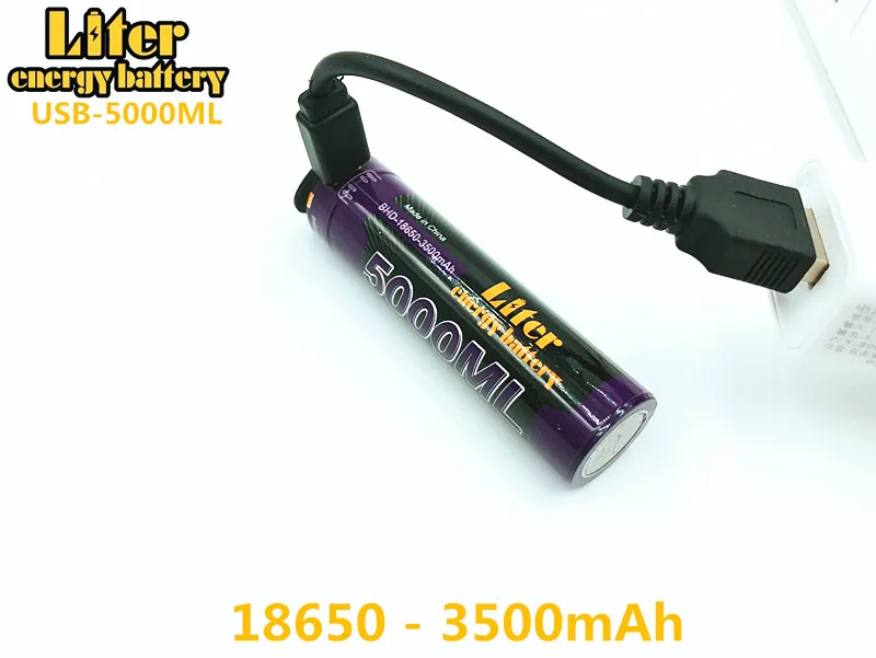 Литий-ионный аккумулятор USB провод + 18650 3500 мАч 3 7 в 5000 мл | Электроника