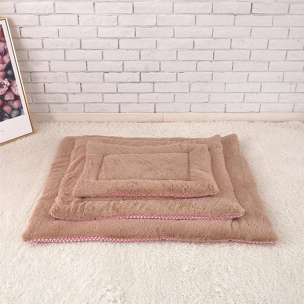 Новинка короткая плюшевая кровать для питомцев теплый спальный матрас коврик