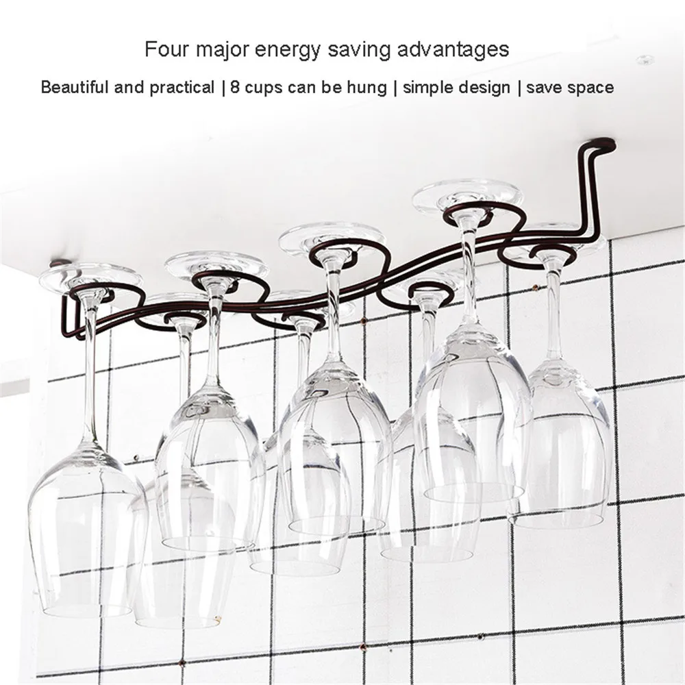 Металлический 8 вино Стекло держатель фужеров висит под шкаф для бокалов вешалка