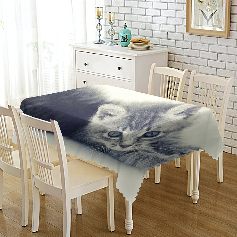 Милая скатерть для домашнего стола с изображением кота ТВ журнальный столик