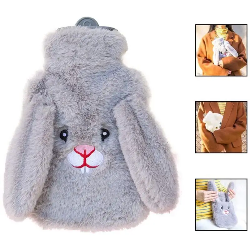 Зимняя бутылка для горячей воды мультяшный кролик сумка с вязаным мягким удобным