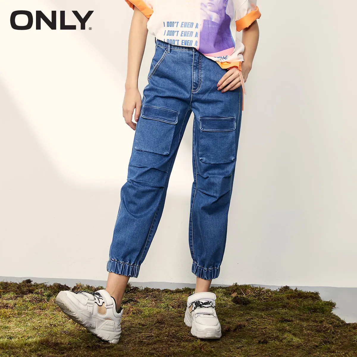 

ONLY spring high-waisted slim loose-fitting radish pants nine-point jeans women | 120149744