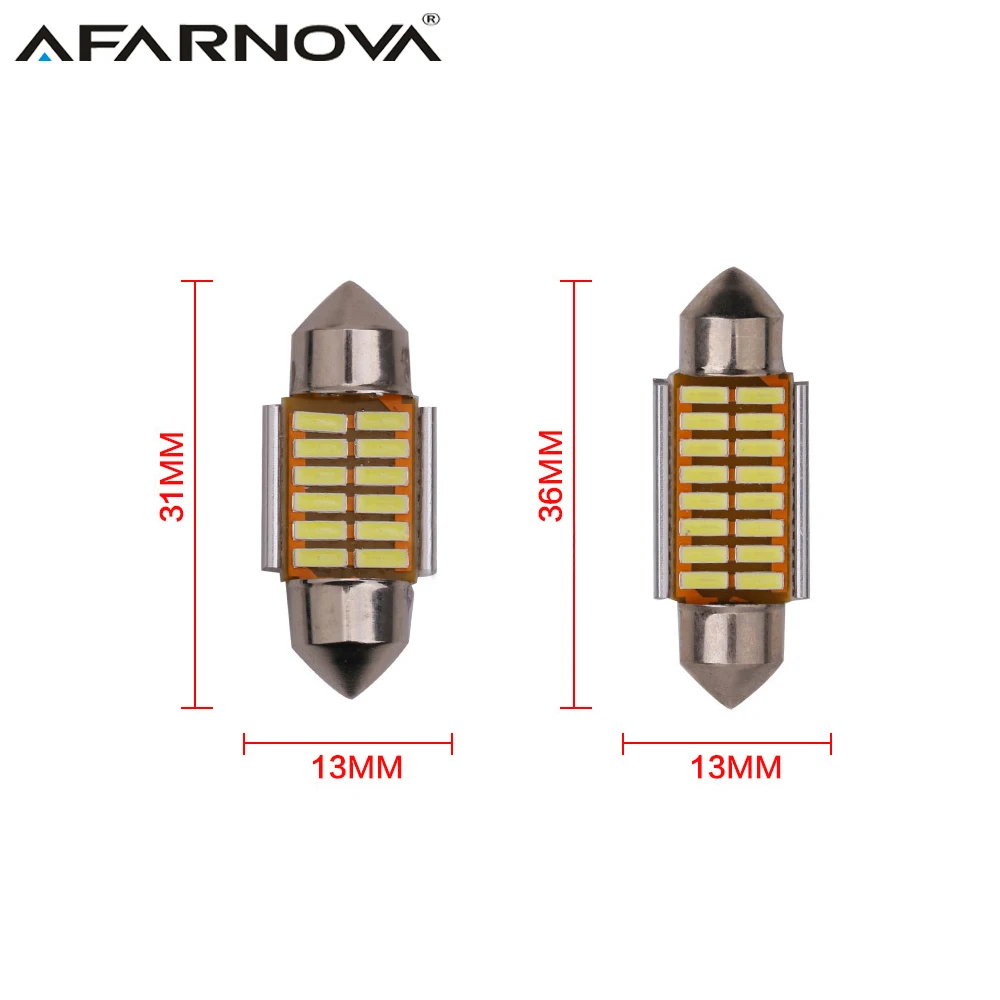 2 x Festoon C5W C10W Автомобильный светодиодный 4014 SMD 31 мм 36 39 42 Canbus без ошибок внутренний