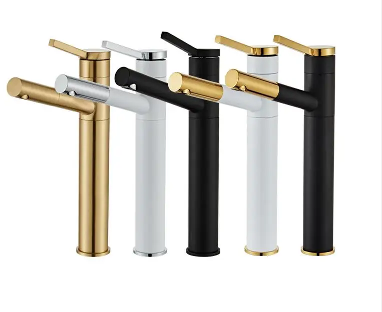 Смеситель для умывальника из золотой латуни однорычажный смеситель с горячей и