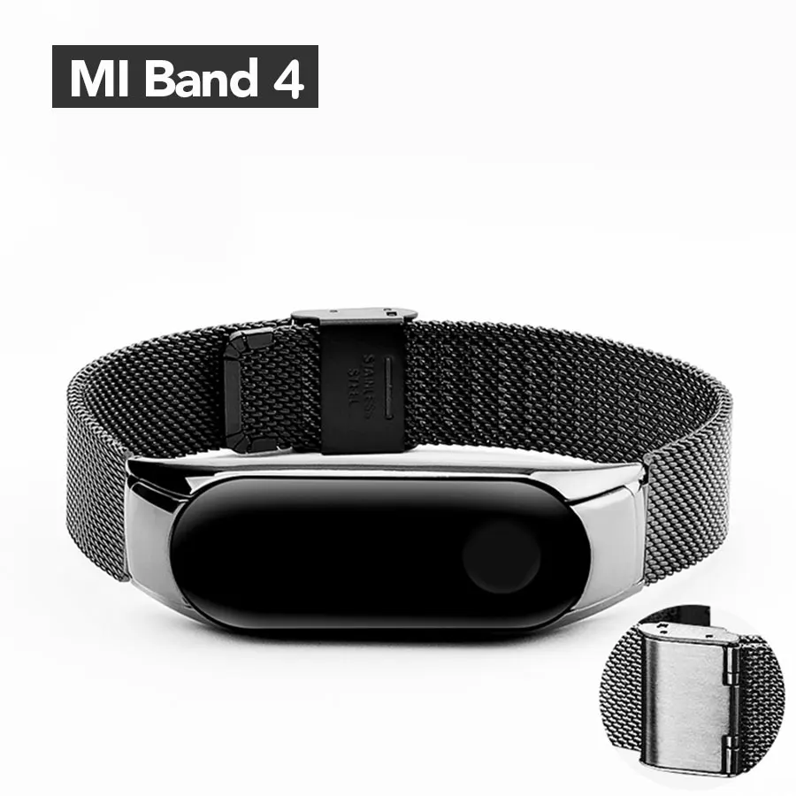 Mi 4 Black Ремешок для наручных часов с плетением и пряжкой для Xiaomi mi, браслет из нержавеющей стали 4, 3, сменные ремешки, аксессуары для mi Band 2 - Цвет ремешка: Mi 4 Black