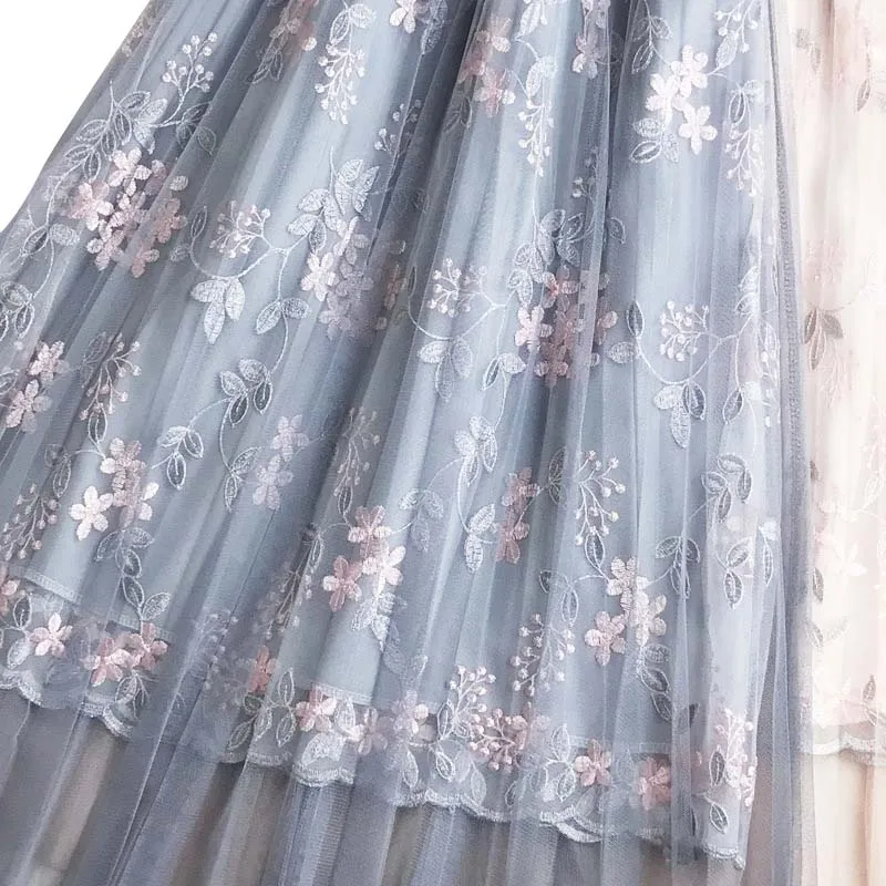 Женская летняя юбка с высокой талией и вышивкой|Женские юбки| |