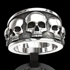 VAGZEB серебряный цвет для мужчин кольцо с черепом в стиле панк Винтажный череп серебряный цвет Ювелирные изделия Подарки
