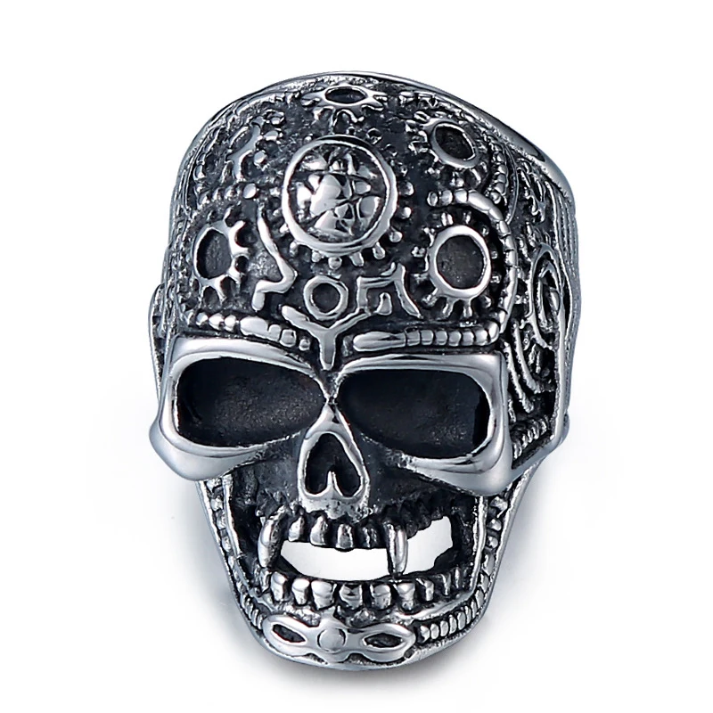 Кольцо с большим черепом мужское Превосходное качество 316L нержавеющая сталь