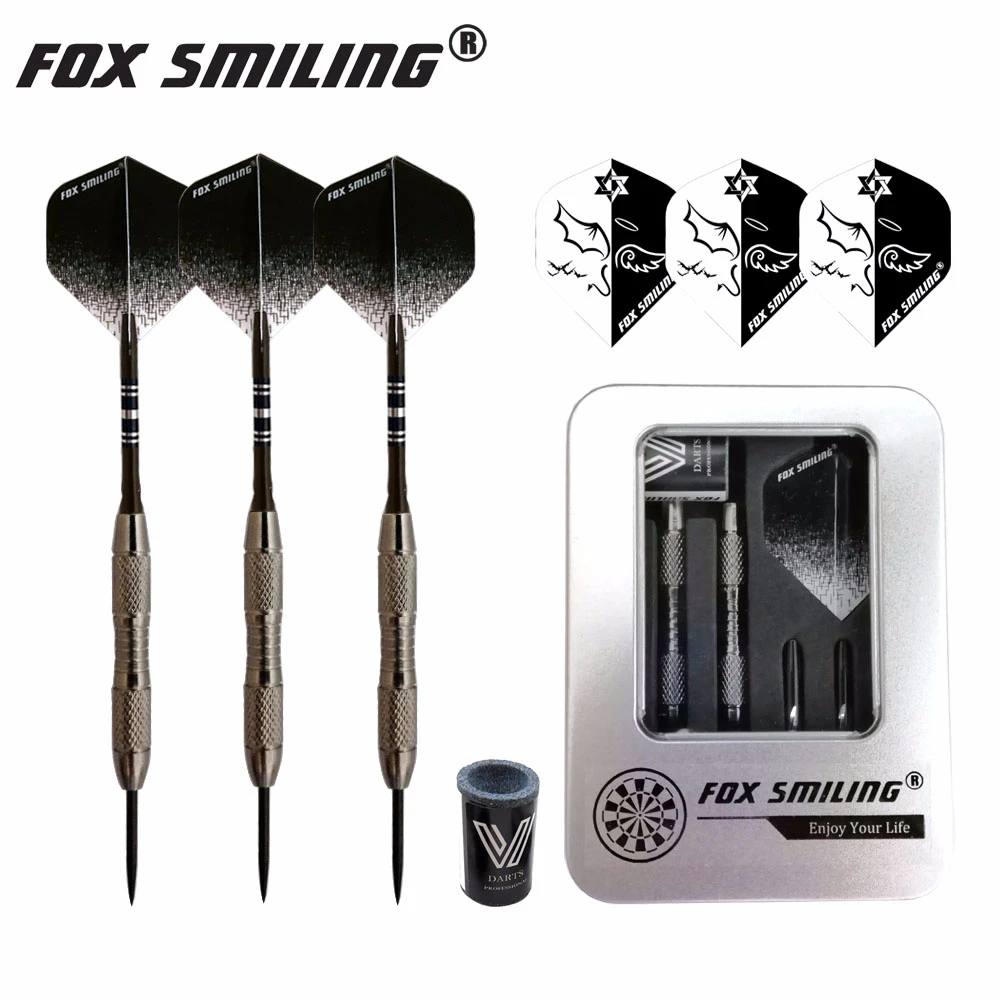 C 22g Fox Smiling 3 шт. 22/23 г Сталь Дартс с высоким Класс Железный Чехол Коробка посылка(подарок: 3 шт. Перелёты+ 1 шт. точильный камень - Цвет: C 22g