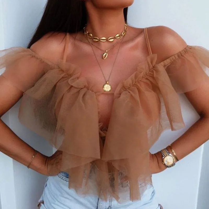 Женское прозрачное Сетчатое боди BKLD черное с v образным вырезом Клубное