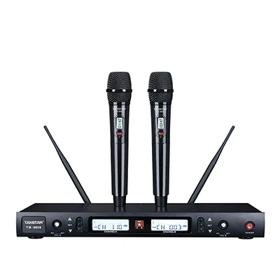 Black TAKSTAR Профессиональный UHF беспроводной микрофон с 2 ручными двухканальными микрофоном для караоке Домашние развлечения класс TS-8808 - Цвет: Black