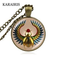karairis 2020 vintage egyptian scarab necklaces glass dome ancient egypt pendant necklace fashion jewelry charm women man gifts