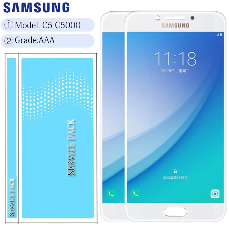 Оригинальный 5 2 ''Super AMOLED ЖК-дисплей для SAMSUNG Galaxy C5 C5000 сенсорный экран