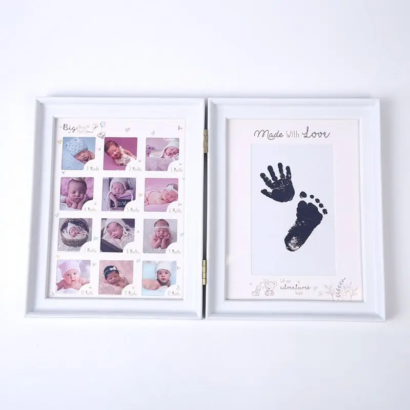

Newborn Baby Hand Foot Ink Pad Print Infants Full Moon Age Growth Photo Frame