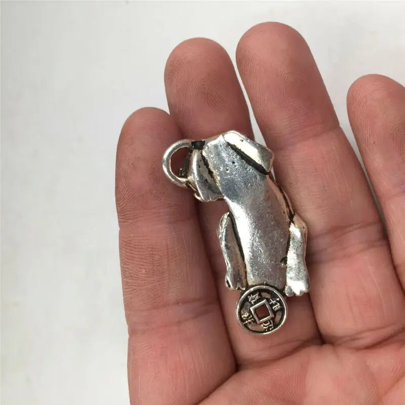China Antieke Tibetaanse Zilveren Handcarvd Bixie Dappere Troepen Вешалка для монет
