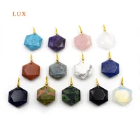 3pcs natural stone polygon labradorite pendants tiger eye opal charms for women jewelry making diy necklace gift size 28x30mm