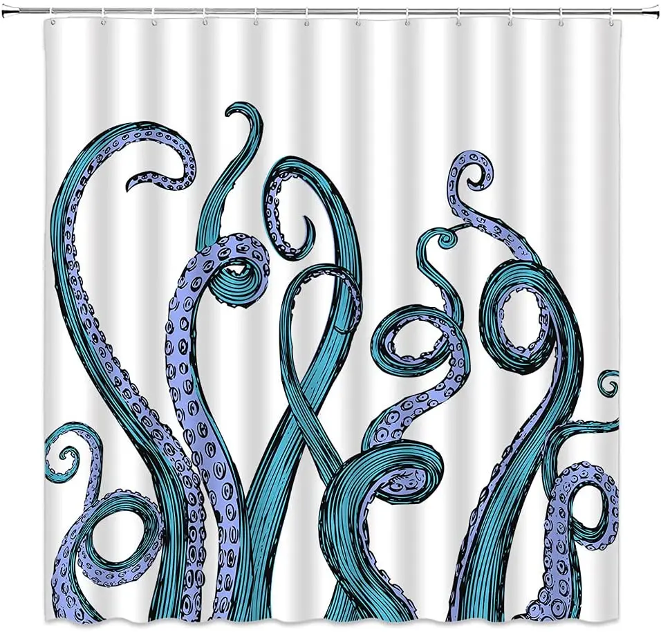 Занавеска для душа Осьминог в стиле ретро |