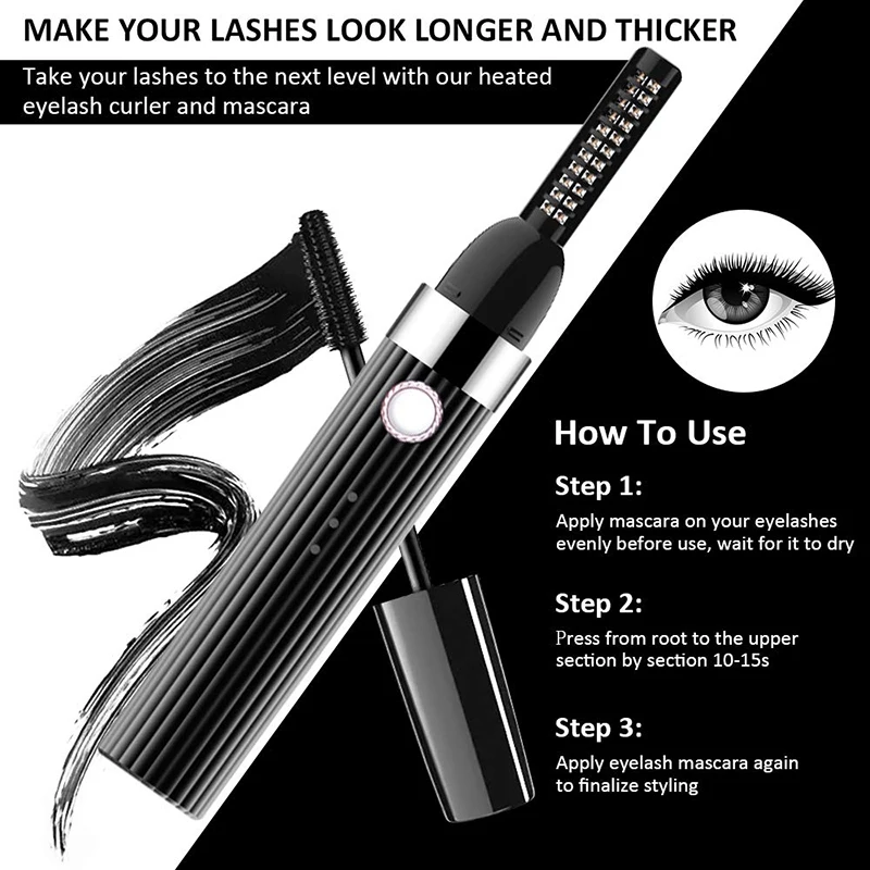 

Heated Eyelash Electric Eyelash Curler USB Rechargeable Lash Curler for Natural and Long-Lasting Eyelashes Curling