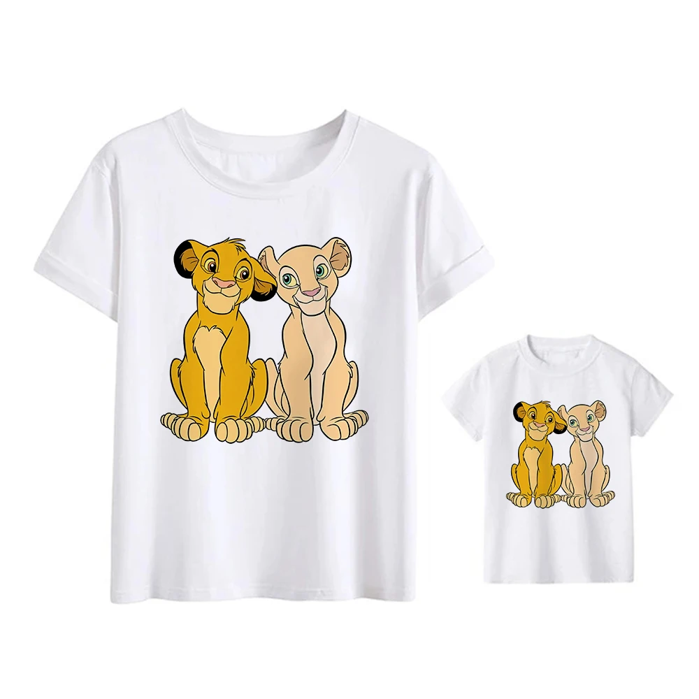 

Women T-shirt Unisex Aesthetics The Lion King Simba and Nala Graphic Short Sleeve Children T Shirts Famliy Look