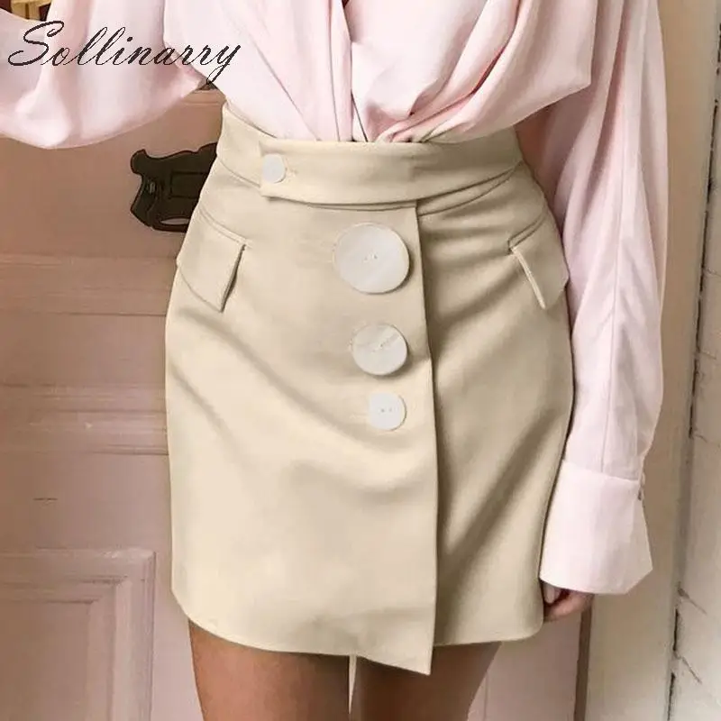 Sollinarry/Осенняя уличная Женская мини-юбка Зимние новые абрикосовые короткие