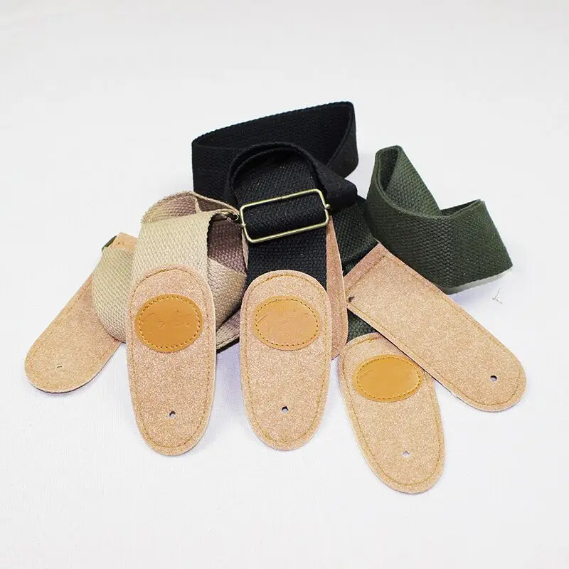 Акустический Электрический бас гитарный ремень с кожаными концами Ремни