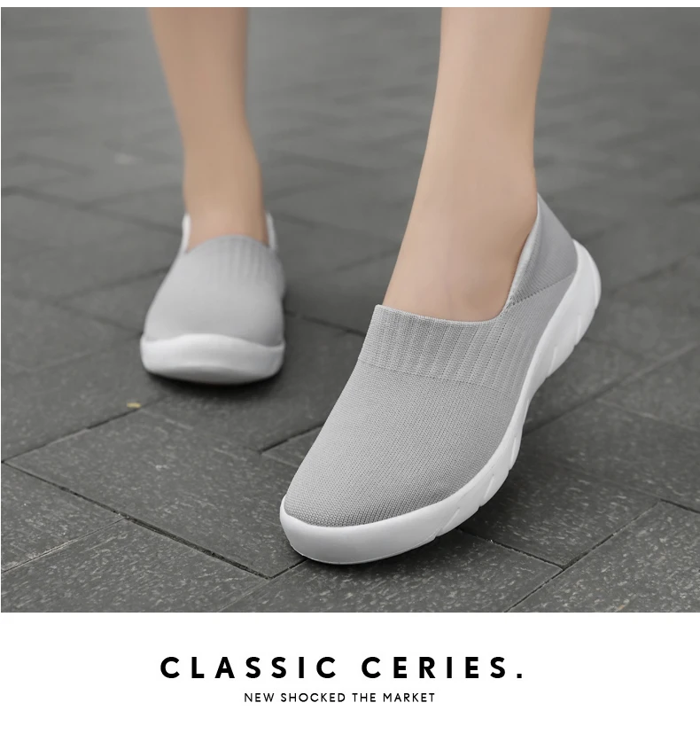 

Women Casual Shoes Light Sneakers Breathable Mesh Summer knitted Vulcanized Shoes Plus Size woman flats shoes o1