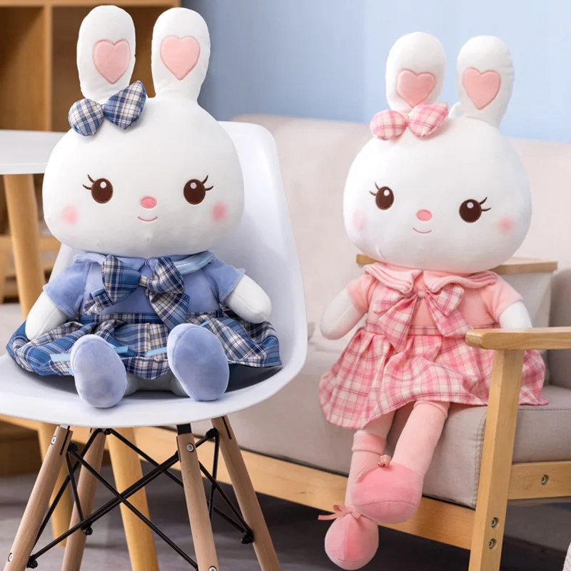 

115cm Big Kawaii Cartoon JK Uniform Dress Rabbit Plush Toys Long Legs Bunny Doll Quality Animal Crossing Plush Baby Room Toys