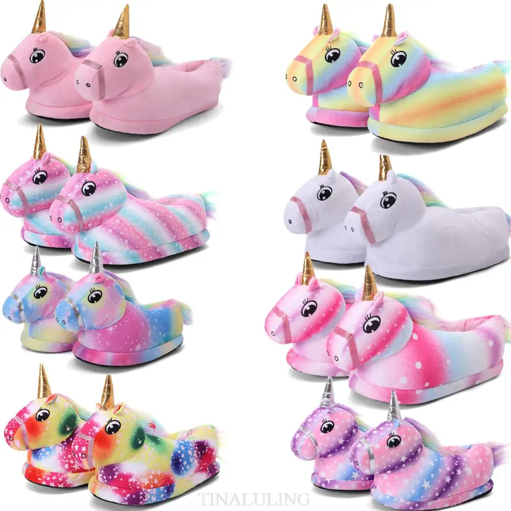 Детские теплые тапочки с единорогом смешные Тапочки С Рисунком Тигра медведя